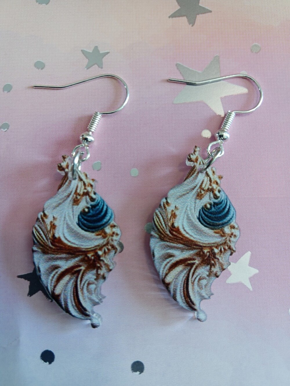 Blue & Brown Swirl Drop Earrings